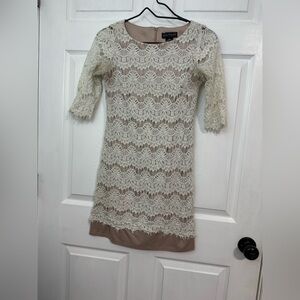 Jessica Howard Cream Lace Long Sleeve Dress